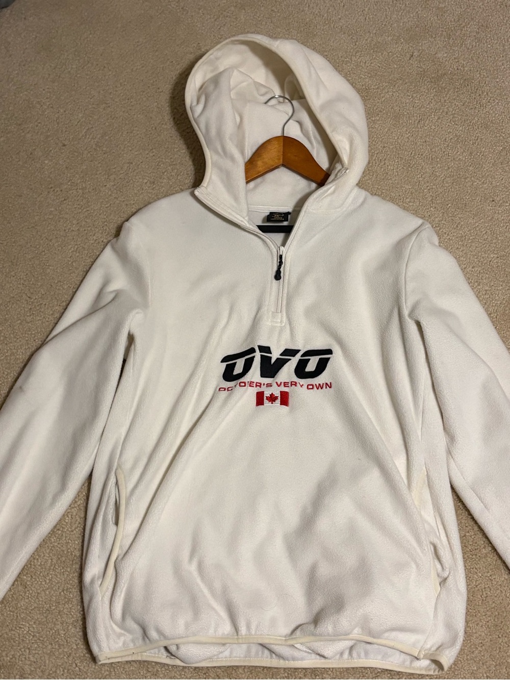 OVO White Half-Zip Hooded Fleece
